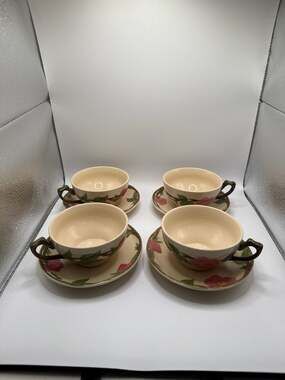 Set of 4 Vintage Franciscan Desert Rose Teacups and Saucers